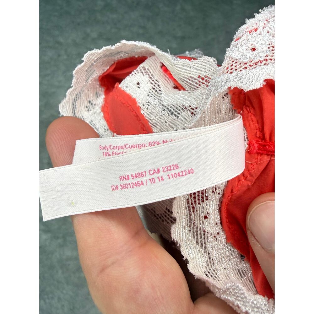 NWOT 2014 Victoria's Secret Red White Floral Lace Cheekini Petit Bikini XS - Picture 5 of 5